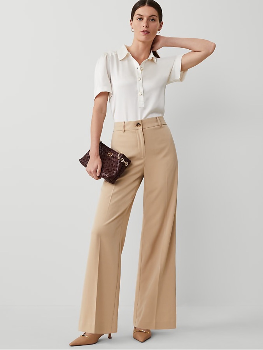 Ann Taylor Women’s “Perfect Wide-Leg Pants” - Camel/Tan 2P